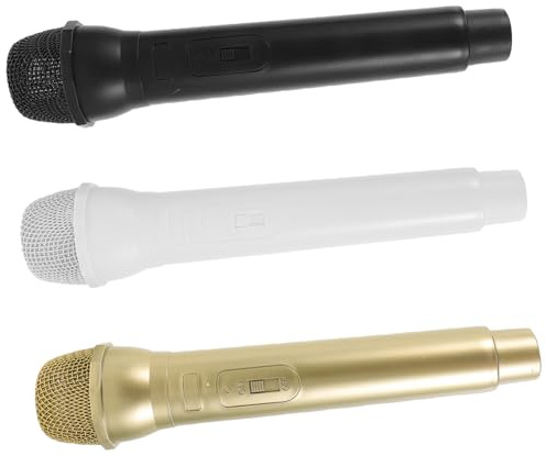 BESPORTBLE 3 pièces Microphones Plastique Accessoires Déguisement Microphone Prop Réaliste pour Garçon Fille et Fêtes Noir Or Blanc