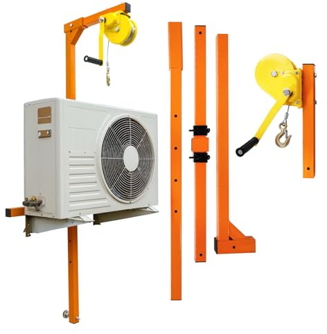 SnamicE Grue à Tour Pliable, Outil de Levage pour climatiseur (Installation extérieure), treuil Manuel en Acier Inoxydable de 19,8 m (65 pi), Grue à échelle de Levage,