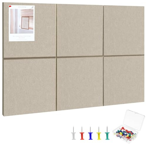 Large Cork Board 36 x 24, 6 Pack Pin Board, Felt Bulletin Boards | Includes Pushpins & Removable Self-Adhesive Strips, High-Density, Notice Boards for Walls Office Home Decor (Camel)
