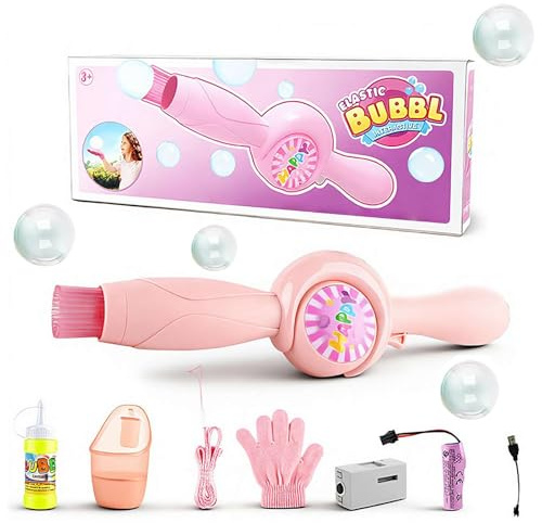 Máquina de burbujas de humo y varita mágica elástica, máquina colorida de burbujas de humo, varita de niebla elástica, soplador automático de jabón al aire libre, cumpleaños, Navidad, fiesta, juegos