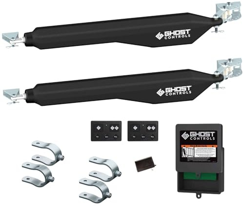 Ghost Controls D Series Dual Smart Ready Automatic Gate Kit with Tube Gate Brackets- DD2U for Swing Gates Up to 1000 lbs. or 12 Feet (ft.) in Length (2. DD2U Dual Kit)