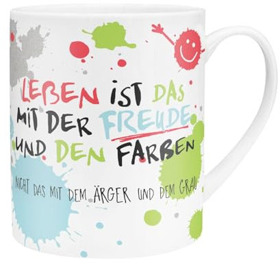 H:) PPY life XL-Tasse Motiv Freude | Riesentasse aus Porzellan, Jumbo-Becher, 60 cl, mit Spruch | Geschenk, Freund, Freundin | 45358
