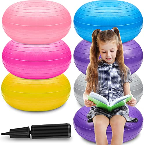 6 sedie gonfiabili flessibili per aule elementari per bambini, palla da yoga gonfiabile, sedia da ufficio, stabilità, equilibrio, con gonfiatore nero, sedie da scrivania per studenti (colori misti)