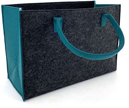 heimtexland ® Allzweck Filztasche Shopper Tragetasche Filz Einkaufstasche Einkaufskorb Kaminholz Korb Aufbewahrung XL Tasche Typ717 45x30 Anthrazit Petrol