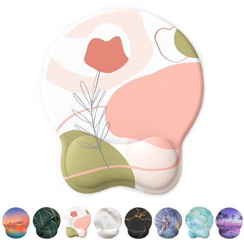 Giecy Mouse Mat Wrist Support, Ergonomic Gel Mouse Pad, Mouse Wrist Rest with Non-slip Base for Home Office Computer, Laptop (Pink Rose)