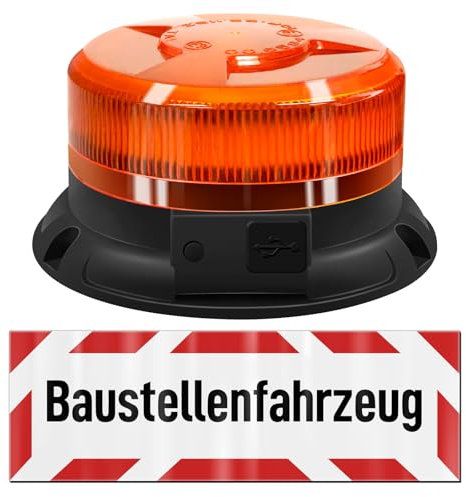 AnTom rundumleuchte akku 12V und Baustellenfahrzeug als Magnetfolie 45 x 15 Warntafel 24V Gelb Warnleuchte led magnet für Baustellenfahrzeug