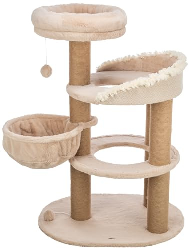 TRIXIE Boho Filippo 44474 Arbre à Chat à Plusieurs étages, avec de Nombreuses possibilités de griffoir, de Jeux, Ainsi Que des lieux de Retraite, Confortable et Stable, Beige, 114 cm