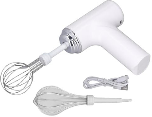 Electric Hand Mixer Whisk, 3 Speed Handheld Electric Egg Beater with Mixing Whisk, Small Lightweight Handheld Electric Whisk for Egg, Milkshake Cream, Cake, Baking (White)
