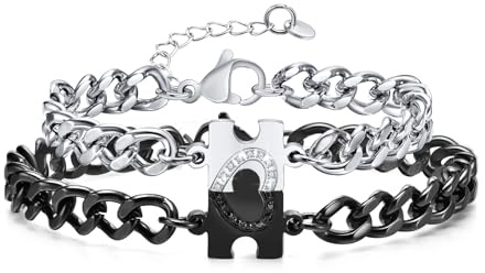 Vnox Bracciali Coppia Magnetici San Valentino – Braccialetti Infinito Lui e Lei, Cordino