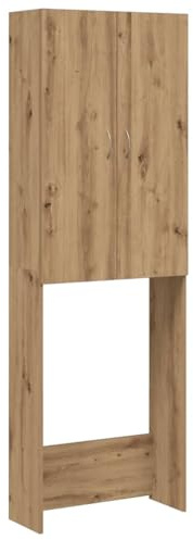 vidaXL Armario de Lavadora Roble Artisan 64x25,5x190 cm, Mueble de Lavadora, estantería de Lavadora, estantería de baño, Armario de lavandería