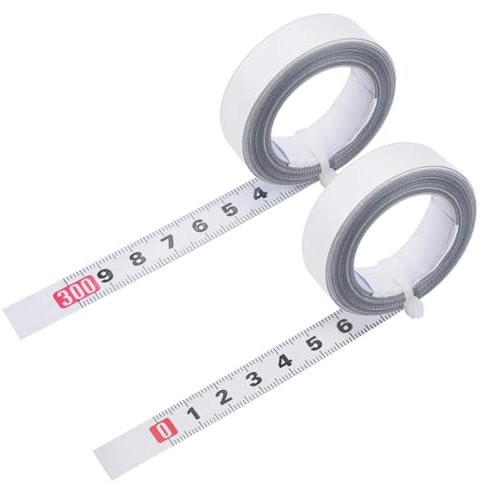 2 Piezas Cinta Métrica de Acero Autoadhesivo,3m Cinta Métrica Autoadhesiva,Métrico Material de Acero Al Carbono con Cinta Metrica Adhesiva,Apto para Bancos de Trabajo,Paredes y Máquinas(Blanco)