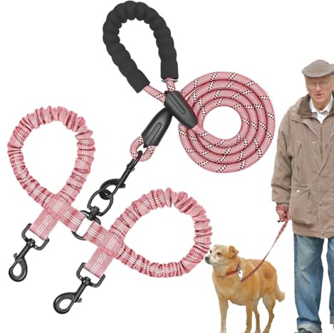 Corda da addestramento per cani di piccola taglia, cintura doppia per cuccioli, guinzaglio regolabile, corda per addestramento di animali domestici, ammortizzante, elastica per due gatti