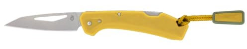 Gerber Taschenmesser mit Zugband, LST Mini, 440A Wharncliffe-Edelstahlklinge, Griffschalen aus glasfaserverstärktem Nylon, Klingenlänge: 4,8 cm, Gelb, 1074532