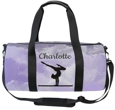 Borsa da ginnastica personalizzata per ragazze con nome personalizzato, borsa sportiva per bambini con motivo corallo sfumato, borsa per danza, borsa per attrezzatura sportiva da ginnastica, borsa