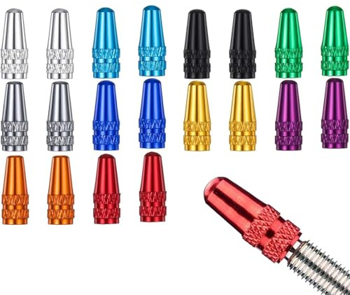 Trifletopia 20Pcs Aluminum presta valve caps - Corrosion resistant bike dust caps for MTB and Road Bikes - 10 Colors French Style bike valve caps set