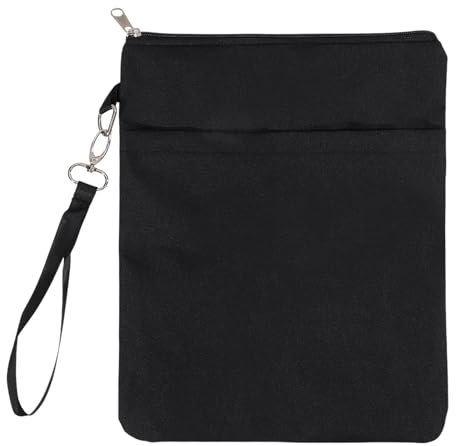 GLOBLELAND Reißverschluss Schwarze Wasserdichte Buchhüllen Für Buchliebhaber 12x9.5 Zoll Canvas Taschenbucheinband Reisebuchtasche Schutz Mit Reißverschluss Und Vordertasche Für Taschenbücher
