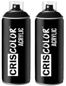 pcmoviles Pintura Spray Multicolor Profesional 400ml Adecuado Metal Madera y Plástico - Color ACRYLIC NEGRO SATINADO RAL 9005 400ML (Paquete de 2)