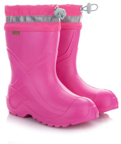 3Kamido GoCamp Stivali di gomma per bambini - leggeri realizzati in materiale EVA, con fodera in feltro calda e rimovibile, con colletto con coulisse, con nastro riflettente 3M, per bambine