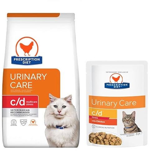 Diet Feline c/d Multicare Stress Urinary Care Cat Food - Chicken 400g and c/d Multicare Stress Urinary Care with Chicken wet pouch