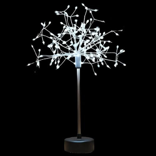 Nest and Flowers Table Lights, with Flexible Copper Wire, 29x9.5cm, Mini Table Star-Burst Silver Lights, Led Christmas Star-Burst Fire-Work Lamp, Warm Ambient Glow, for, Bedroom, Shelf, Cafe