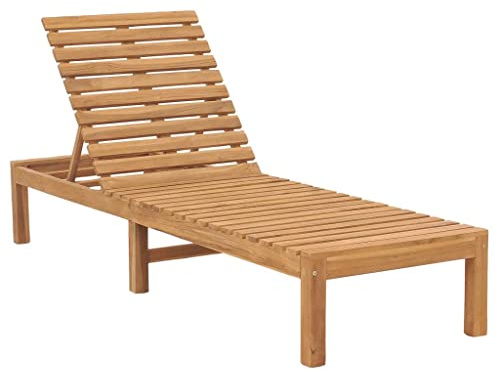 Cartvyn Tumbona de teca maciza, finamente pulida con acabado a base de agua, 60 x 200 x 30 cm, 4 posiciones ajustables para terraza, jardín, balcón, piscina y tomar el sol relajado
