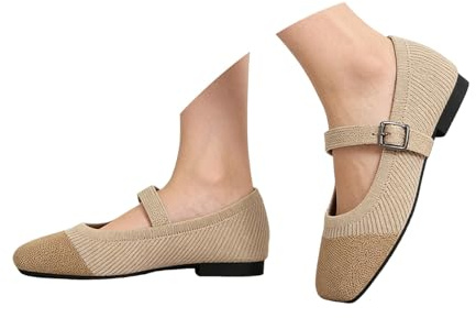 Ballerines sportives pour femme - Ballerines douces - Élégantes - Plates - Chaussures d'été - Baskets Mary Jane - Chaussures traditionnelles élégantes - Brides fermées - Orthopédiques, O jaune clair