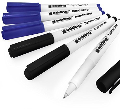 Edding handskriftsförfattare handskrivpenna – svart och blått bläck – 0,6 mm – blandad förpackning med 6