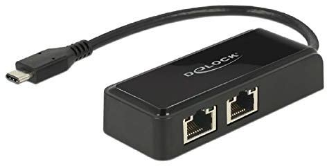DeLock Adapter USB 3.0 Type-C > 2 x Gigabit LAN RJ45