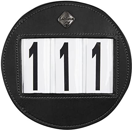 LeMieux Zaumzeug Nummernhalter rund schwarz Uni Wettbewerbs-Zahlenhalter, Einheitsgröße