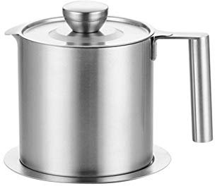 Ölsieb Topf Fettkanne Aus Edelstahl, Fetttrennkanne Fettfilter Ölbehälter, Fettfilter Und Ölbehälter Mit Deckel Und Rutschsichelhalter Für Aufbewahrung Von Braten Und Kochen Öl, Fett, 1.2L/ 1.6L