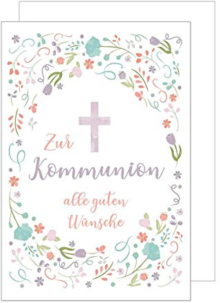 Edition Seidel exklusive Premium Kommunionskarte mit Umschlag. Glückwunschkarte Grusskarte Kommunion einzelne eine Kommunionskarte Junge Mädchen Karte (KO264 SW022) (Design 3)