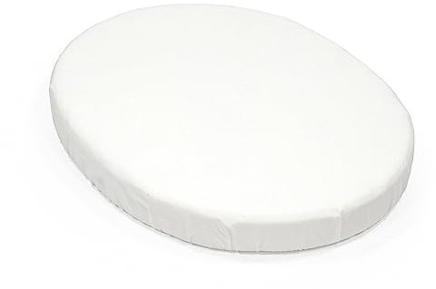 Stokke Sleepi Mini Spannbettlaken, White - Weiche Laken für süße Träume - Perfekt für die ovale Sleepi Mini Matratze - Sicher, stylish & waschbar - 100% feiner Baumwoll-Perkal