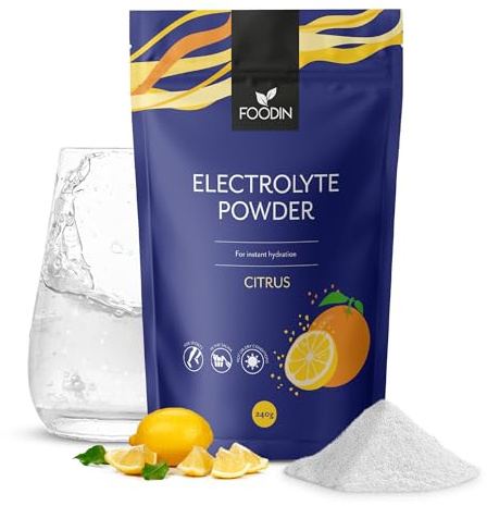 FOODIN Polvo Electrolítico sin azúcar 240 g – bebida isotónica en polvo para hidratación rápida, energía natural, dieta keto y vegana (Citrus)