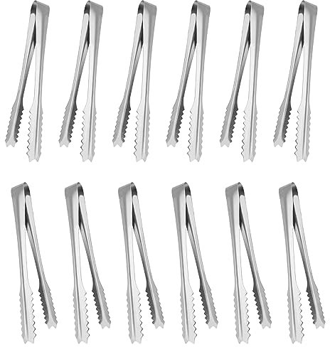 Nutabevr 12 piezas pinzas de cocina en acero inox, pinzas para cubitos de hielo, pinzas para ensalada, pinzas para dulces, pinzas para hornear, Juego de pinzas para barbacoa, para Barbacoa y Cocina