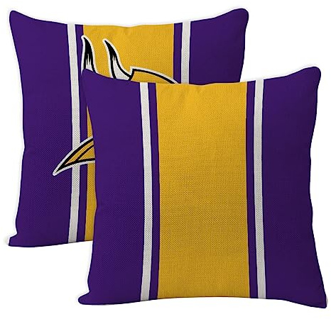 2 Pcs Football Style Throw Pillow Covers 18 x 18 Inch Linen Material Pillow Case Decoration for Minnesota Home Sofa Couch
