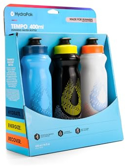HydraPak Tempo Bottle 3-Pack - Handheld Running Water Bottle (400ml or 525ml) - Made For Runners, Marathon Training & Race Day, Perfect For Hydration, Electrolyte and Nutrition Mixes