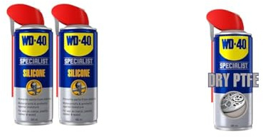 WD-40 Specialist Silicone Spray Lubricant Twin Pack - 2 x 400ml Cans & 443945 Specialist Anti Friction Dry PTFE Lubricant Smart Straw 400 ml