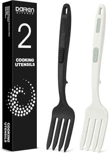 Silicone Flexible Cooking Fork, 11.6 Inch Heat Resistant, Large Non Stick for Mixing, Mashing, Whisking (BW)