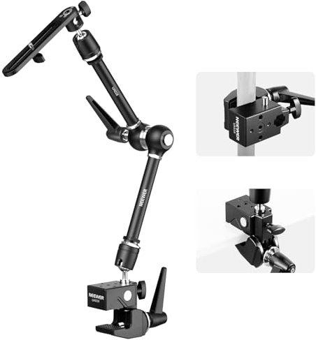 NEEWER 21 Magic Arm Kamera Halterung, Super Clamp Überkopf Tischhalterung, 360° Doppelkugelkopf 1/4 3/8 5/8 Bolzen Adapter für PA073 PA074 Telefon Käfig Rig DSLR Kamera Monitor Videoleuchte UA018