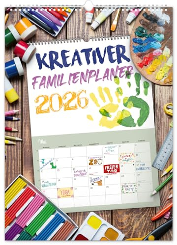 NOTIQUE Bastelkalender 2026 XXL – Kreativer DIY Familienkalender zum Selbstgestalten & Ausmalen – Fotokalender - Kreativkalender Wandkalender Planer Kalender 33x46 cm