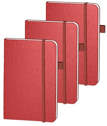 ONAVIA Cuaderno De Bolsillo A6 Tapa Dura Rayado Pack 3, 80 Páginas, Rojo | 160 Páginas, 10,5 × 14,8 cm, Tapa Dura, Rayado, Cuaderno Para Trabajo, Estudio Y Reuniones