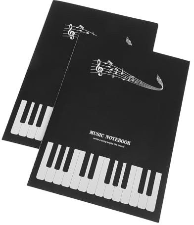 POPETPOP Cahier de Partitions Vierges avec Papier Musique A4 Noir, 2 Carnets pour Composition Musicale et Organisation Pratique, pour Piano et Étudiants en Musique à Domicile L'école