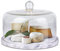 Flexzion Tortenplatte aus Marmor mit Glasglocke multifunktionale Kuchenplatte Servierplatte Schneidebrett Käsebrett mit Käseglocke Set für Bäcker/in Backen Bäckerei Kekse Gebäck, 22 cm