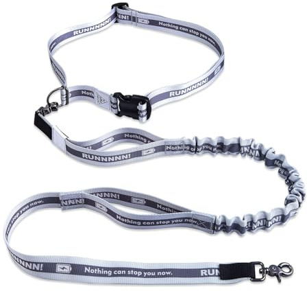 JC HOUSE Hands Free Dog Leash with Waist Belt Lifetime Replacement, Dual Handle Bungee Leash for Running, Jogging, Hiking and Walking, for Medium and Large Dogs 5318