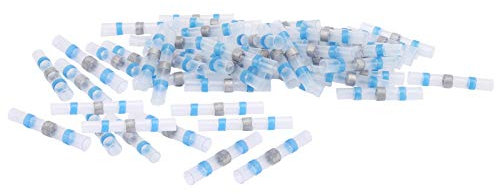 Connettori per filo di tenuta da 50 pezzi, connettori per filo di saldatura a saldare, manicotti di saldatura impermeabili, connettori di testa termorestringenti, connettori per filo di saldatura blu,