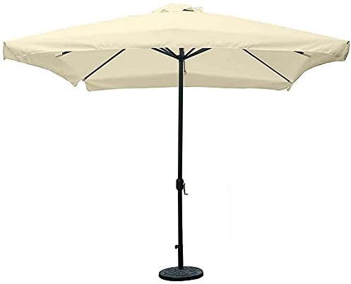 BAKAJI Ombrellone da Giardino Quadrato 3 x 3 Mt Beige Palo Centrale in Acciaio Struttura 8 Stecche Chiusura a Carrucola Sistema Air Vent Arredamento per Esterno Piscina Giardino Terrazzo Ambienti