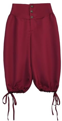 BPURB Pantalones Pirata Vikingos Medievales para Hombre Retro coloniales renacentistas Pantalones Cosplay Cortos con Cordones