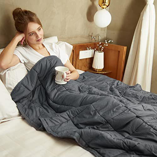 DREAMLANDING Weighted Blanket Glass Beads Filling Gravity Blanket For Adults Insomnia Stress Anxiety Relief Heavy Blanket