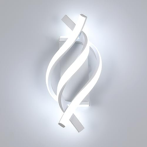 DAXGD Lámpara de Pared Led, Aplique de pared Moderno Interior 22W 2500LM de Diseño Curvo, Iluminación de Pared 6500K para Dormitorio, Comedor, Salón, Blanco