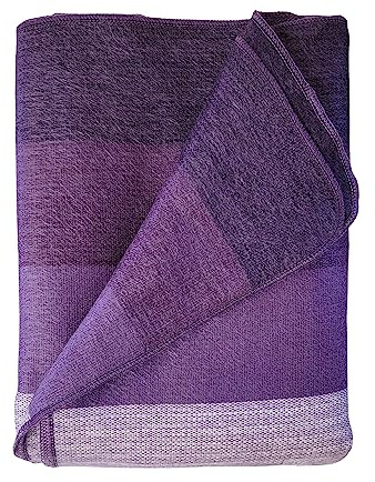 LATITUDE ZERO, Alpaca Wool Throw Blanket | Warm, Ultra-Soft, Breathable, Non-Itchy Blanket-Throw | Hypoallergenic and Beautiful Fabric (Purple)